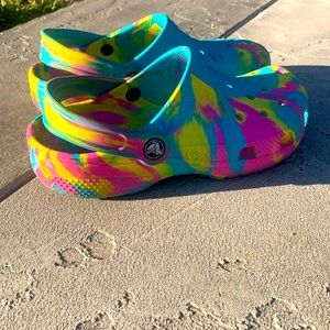 Crocs (size 3) kids, Tie-dye CROCS gently used, great condition.